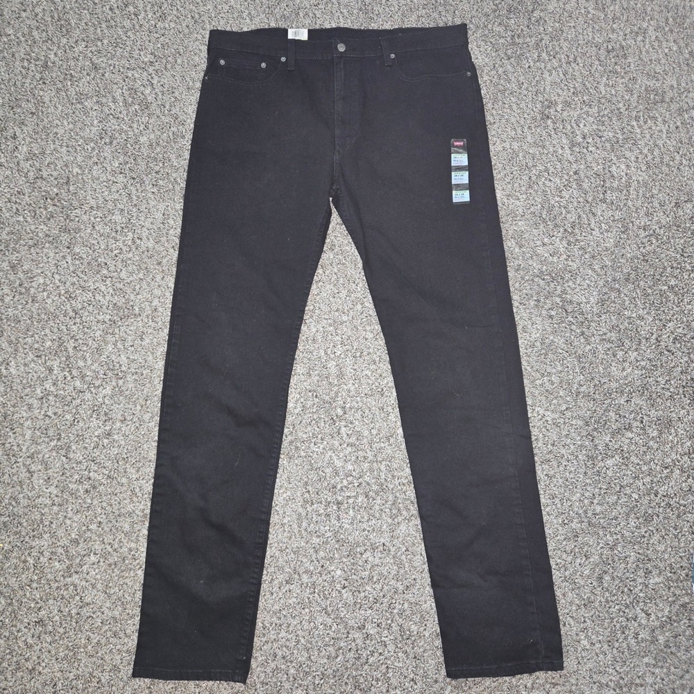 Levis 502 Taper Stretch Black Jeans Mens 38x38 Big & Tall Flex Denim 29507-0901